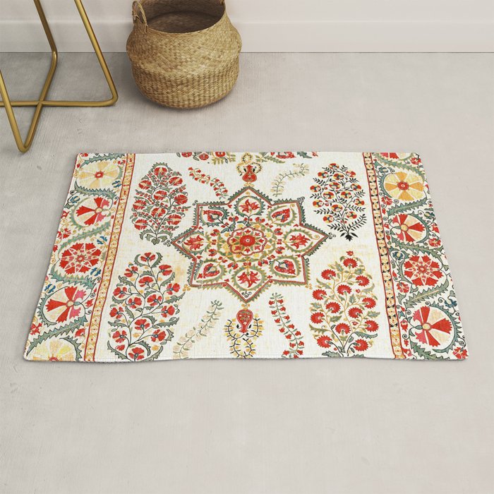 Bokhara Suzani Southwest Uzbekistan Embroidery Print Rug Gallery Image 1