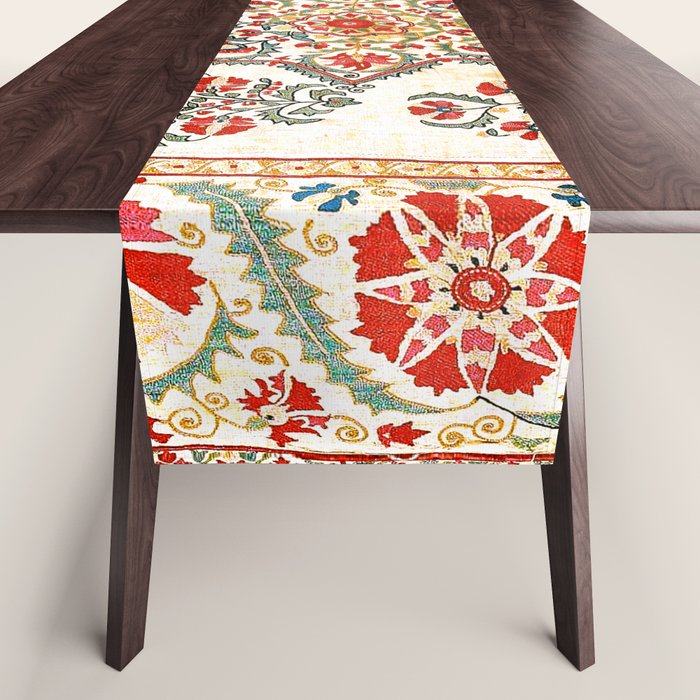 Bokhara Suzani Southwest Uzbekistan Embroidery Print Table Runner Gallery Image 1