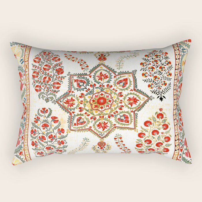 Bokhara Suzani Southwest Uzbekistan Embroidery Print Rectangular Pillow Gallery Image 1