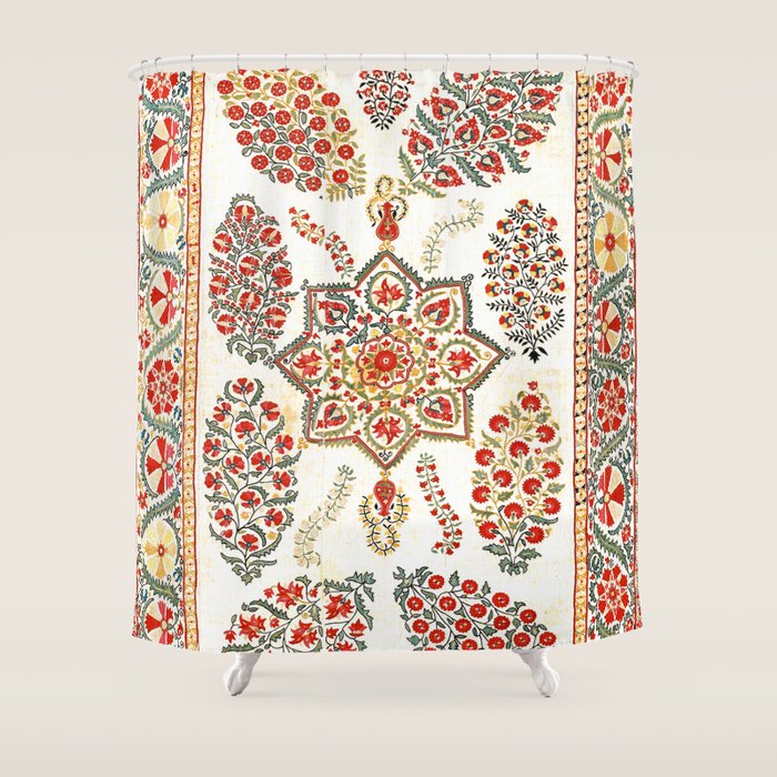 Bokhara Suzani Southwest Uzbekistan Embroidery Print Shower Curtain Gallery Image 1