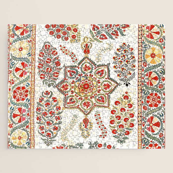 Bokhara Suzani Southwest Uzbekistan Embroidery Print Jigsaw Puzzle Gallery Image 1