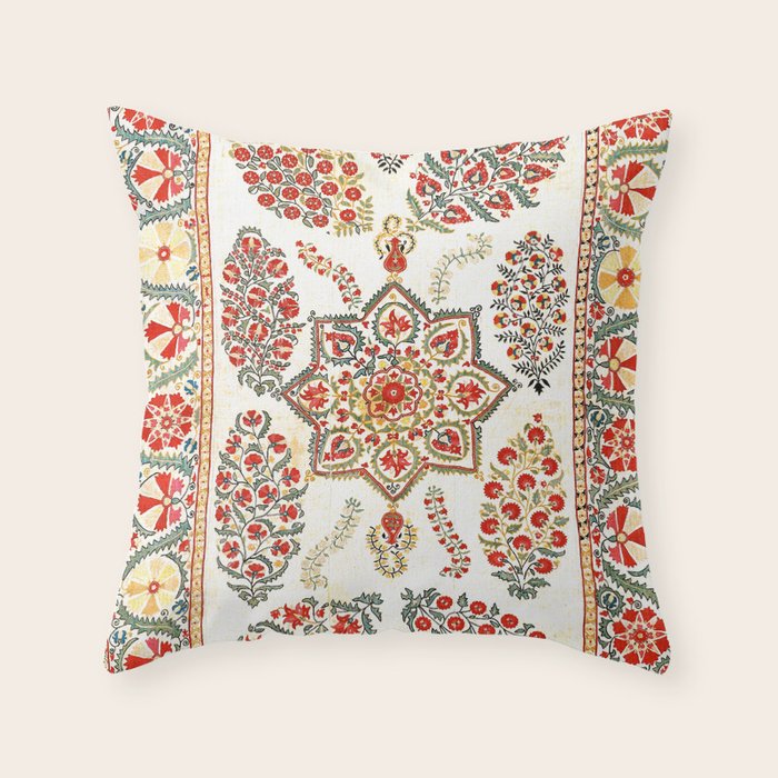 Bokhara Suzani Southwest Uzbekistan Embroidery Print Throw Pillow Gallery Image 6