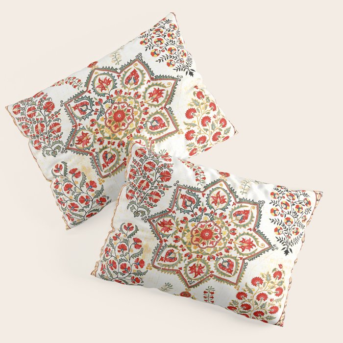Bokhara Suzani Southwest Uzbekistan Embroidery Print Pillow Sham Gallery Image 1