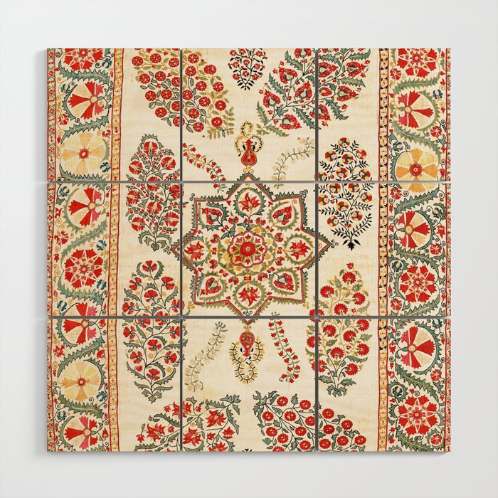 Bokhara Suzani Southwest Uzbekistan Embroidery Print Wood Wall Art Gallery Image 1