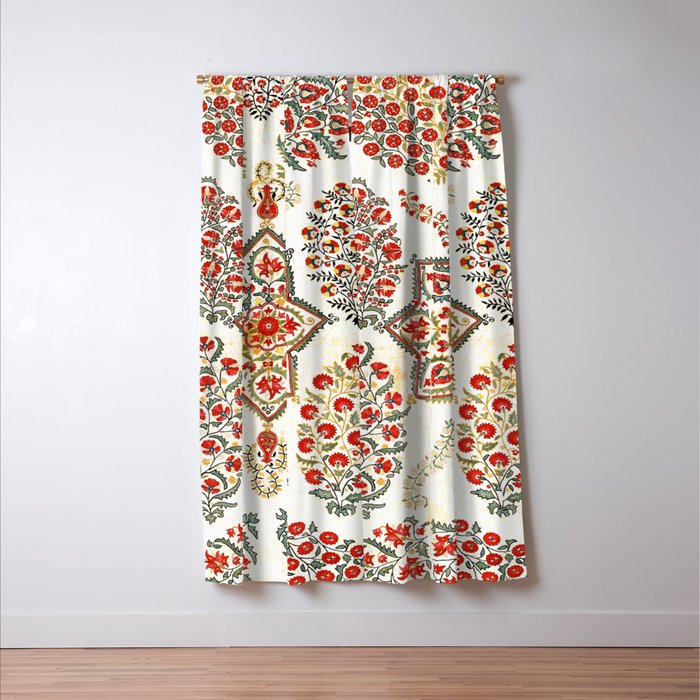 Bokhara Suzani Southwest Uzbekistan Embroidery Print Window Curtain Gallery Image 3