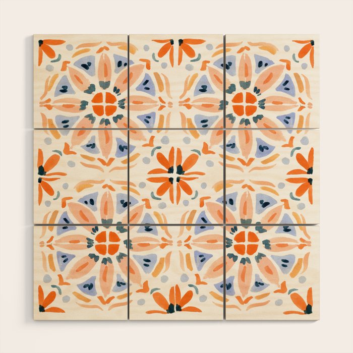 Red and Pink Tiles Wood Wall Art Gallery Image 1