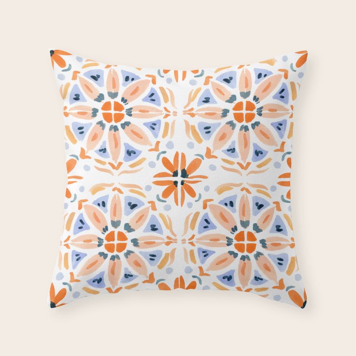 Red and Pink Tiles Throw Pillow Gallery Image 1