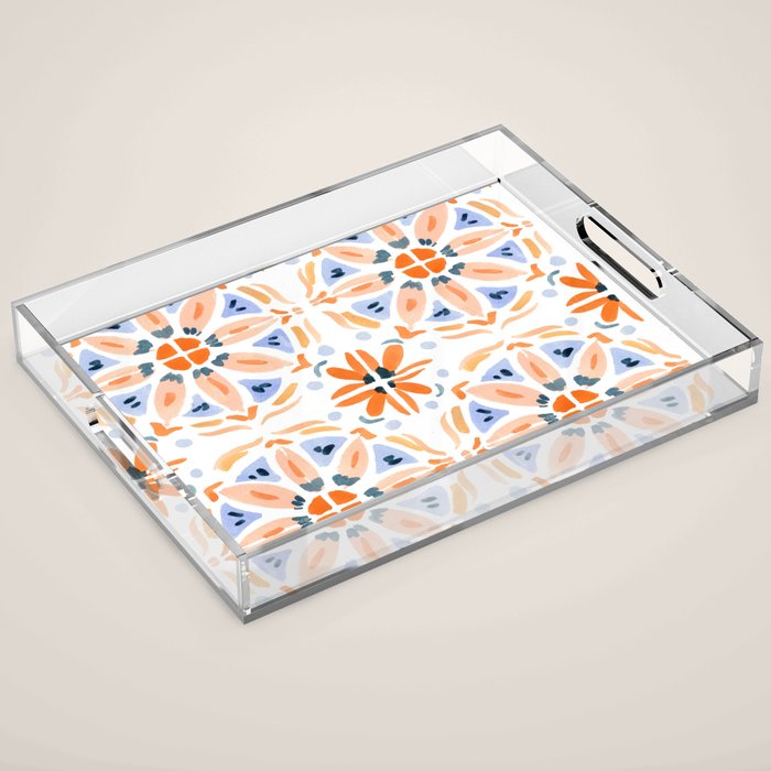 Red and Pink Tiles Acrylic Tray Gallery Image 1