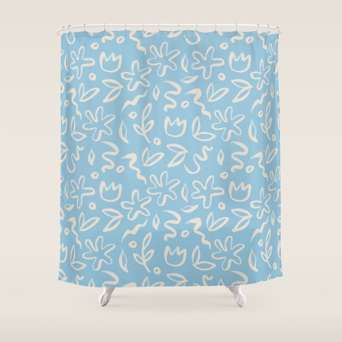 Hand drawn flower nature art pattern Shower Curtain Gallery Image 1