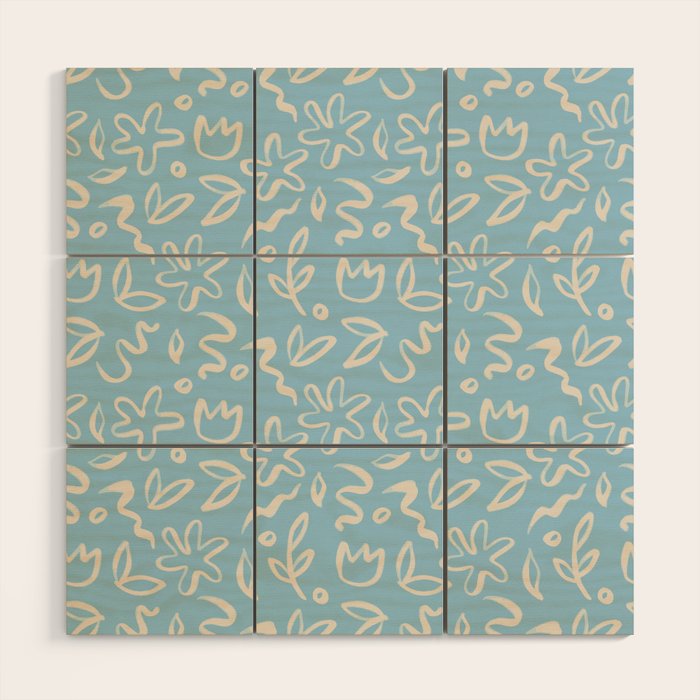 Hand drawn flower nature art pattern Wood Wall Art Gallery Image 1