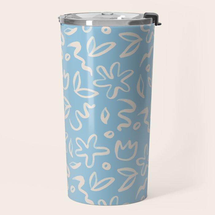 Hand drawn flower nature art pattern Travel Mug Gallery Image 2
