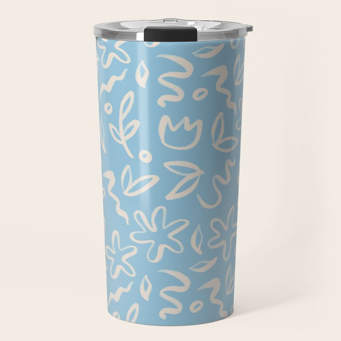 Hand drawn flower nature art pattern Travel Mug Gallery Image 1