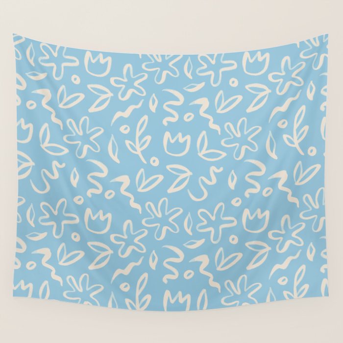 Hand drawn flower nature art pattern Wall Tapestry Gallery Image 4
