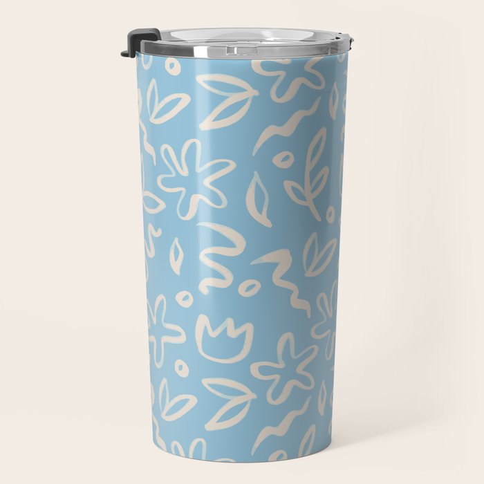 Hand drawn flower nature art pattern Travel Mug Gallery Image 3