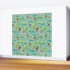 Let's Play Tennis in Soft Green Wall Mural Gallery Image 2