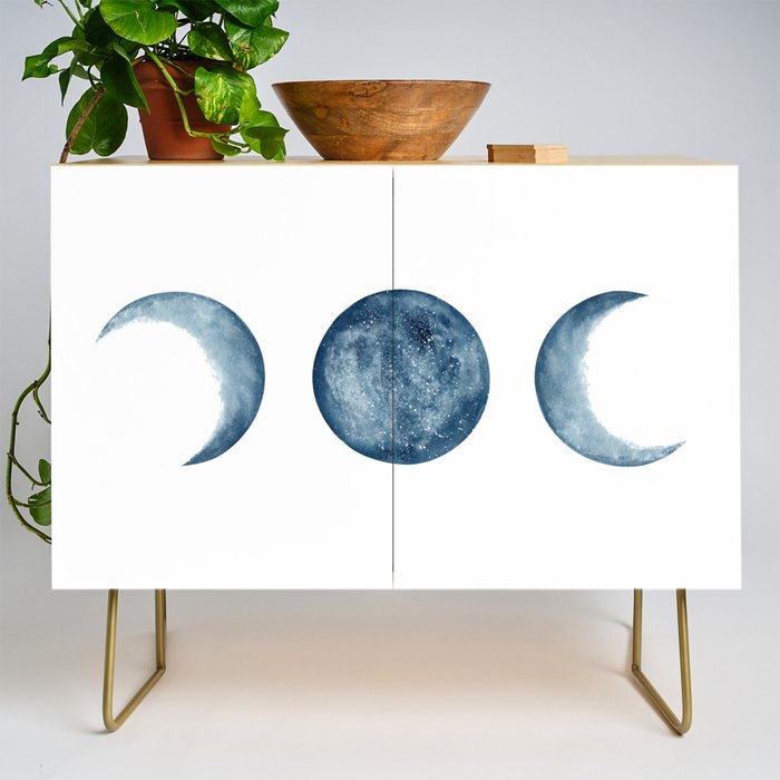 Blue Moon Phases Watercolor Credenza Gallery Image 1