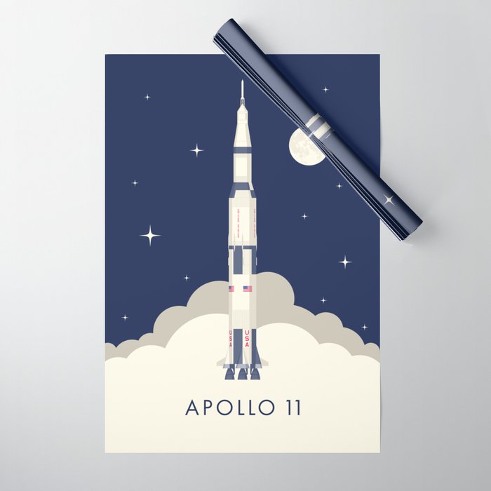 Apollo 11 Space - Saturn Rocket A Wrapping Paper Gallery Image 1