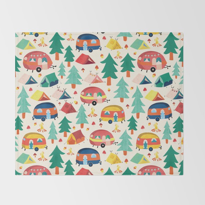 Let's go camping! Throw Blanket Gallery Image 2