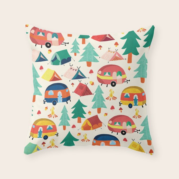 Let's go camping! Throw Pillow Gallery Image 1
