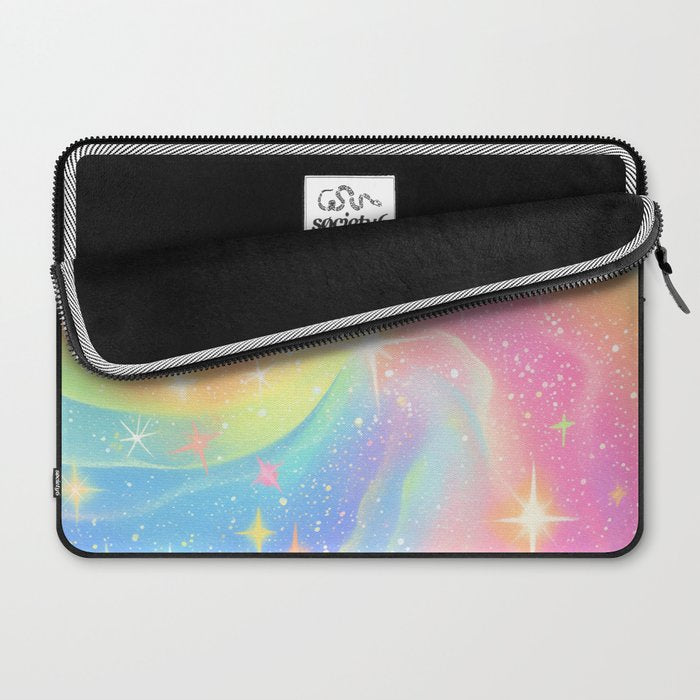 Pastel Galaxy Dreamscape with Sparkling Stars and Rainbow Swirls Laptop Sleeve Gallery Image 2