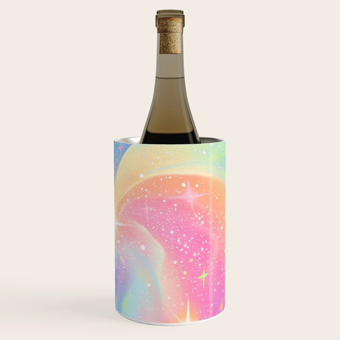 Pastel Galaxy Dreamscape with Sparkling Stars and Rainbow Swirls Wine Chiller Gallery Image 3