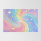 Pastel Galaxy Dreamscape with Sparkling Stars and Rainbow Swirls Rug Gallery Image 2