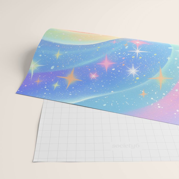 Pastel Galaxy Dreamscape with Sparkling Stars and Rainbow Swirls Wrapping Paper Gallery Image 2