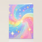 Pastel Galaxy Dreamscape with Sparkling Stars and Rainbow Swirls Stationery Card Gallery Image 2