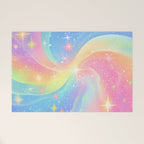 Pastel Galaxy Dreamscape with Sparkling Stars and Rainbow Swirls Welcome Mat Gallery Image 1