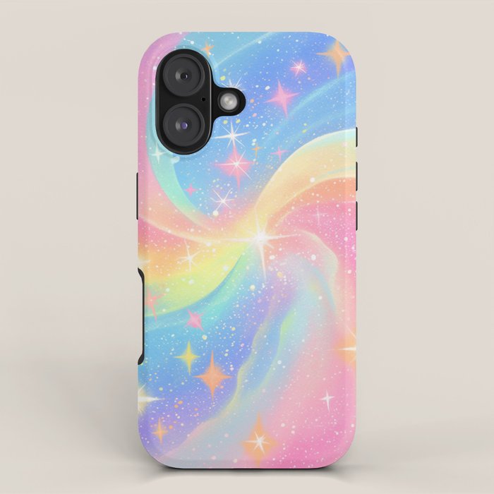 Pastel Galaxy Dreamscape with Sparkling Stars and Rainbow Swirls iPhone Case Gallery Image 1