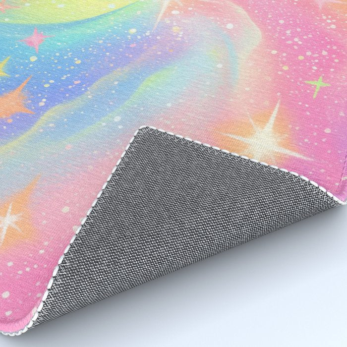 Pastel Galaxy Dreamscape with Sparkling Stars and Rainbow Swirls Rug Gallery Image 4