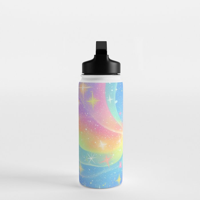 Pastel Galaxy Dreamscape with Sparkling Stars and Rainbow Swirls Water Bottle Gallery Image 3