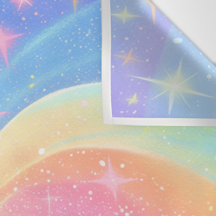 Pastel Galaxy Dreamscape with Sparkling Stars and Rainbow Swirls Wall Tapestry Gallery Image 3