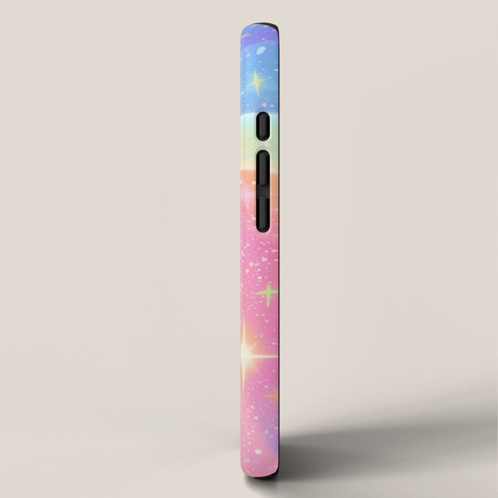 Pastel Galaxy Dreamscape with Sparkling Stars and Rainbow Swirls iPhone Case Gallery Image 2