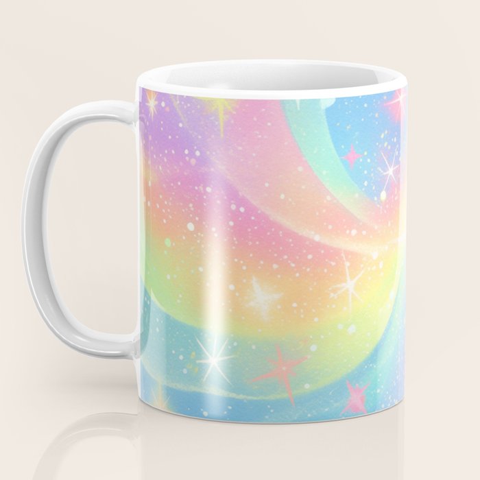Pastel Galaxy Dreamscape with Sparkling Stars and Rainbow Swirls Coffee Mug Gallery Image 3