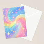 Pastel Galaxy Dreamscape with Sparkling Stars and Rainbow Swirls Stationery Card Gallery Image 2