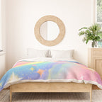 Pastel Galaxy Dreamscape with Sparkling Stars and Rainbow Swirls Duvet Cover Gallery Image 3