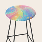 Pastel Galaxy Dreamscape with Sparkling Stars and Rainbow Swirls Stool Gallery Image 2