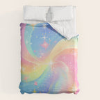 Pastel Galaxy Dreamscape with Sparkling Stars and Rainbow Swirls Duvet Cover Gallery Image 6