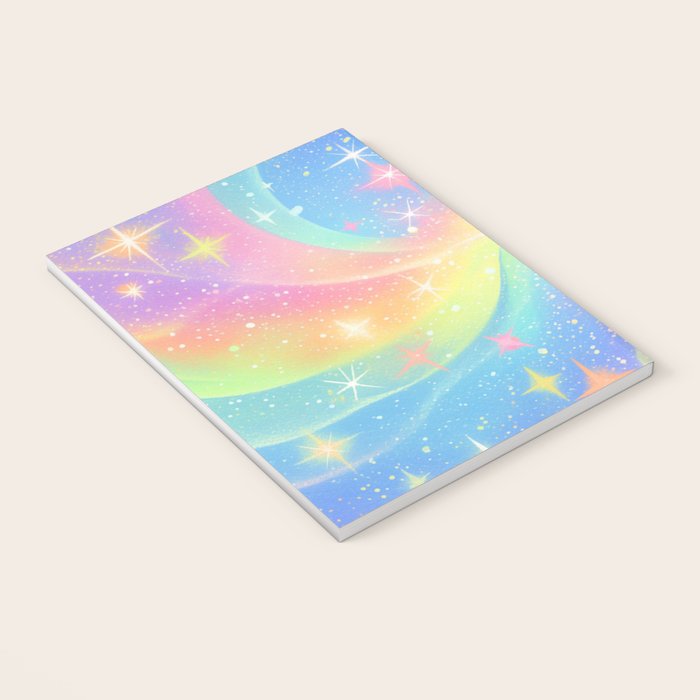 Pastel Galaxy Dreamscape with Sparkling Stars and Rainbow Swirls Notebook Gallery Image 3