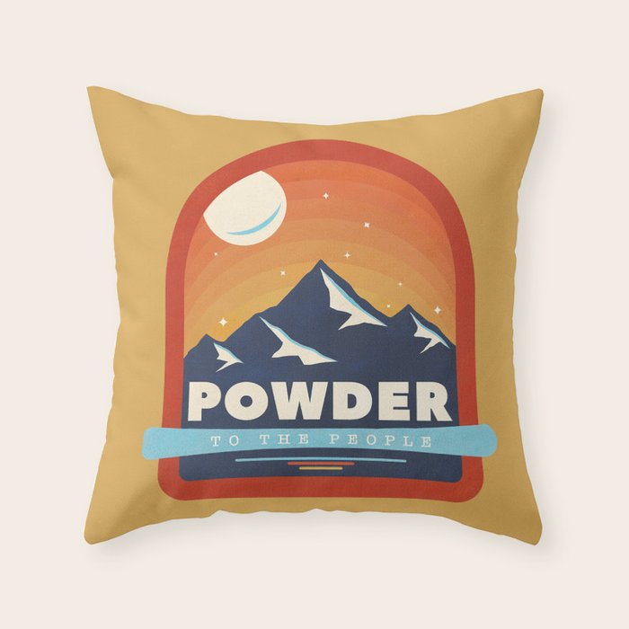 Powder To The People - Ski Badge Throw Pillow Gallery Image 6