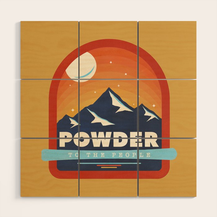 Powder To The People - Ski Badge Wood Wall Art Gallery Image 1