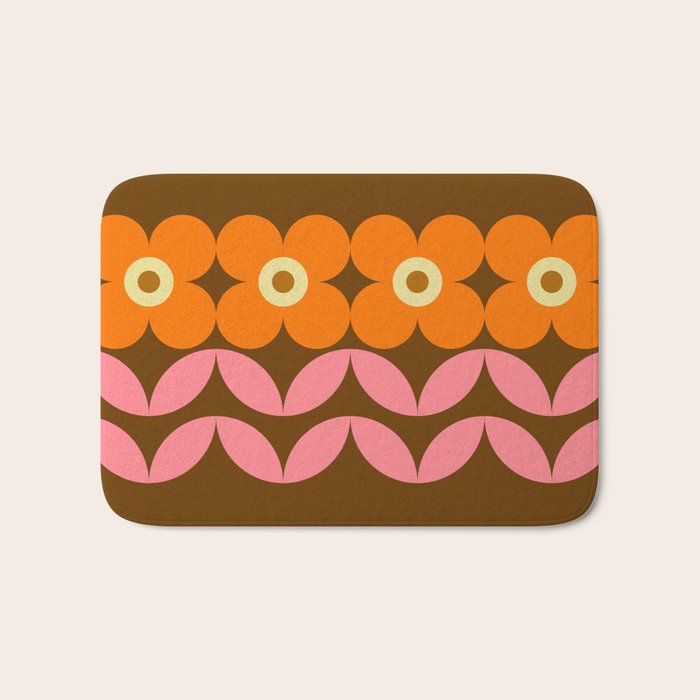 Retro Flower 10A Bath Mat Gallery Image 1