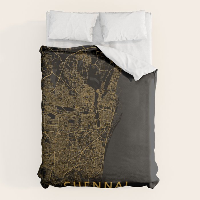 Chennai, India - Gold Duvet Cover Gallery Image 1