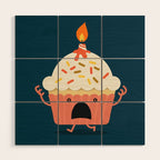 Cupcake on fire Wood Wall Art Gallery Image 1
