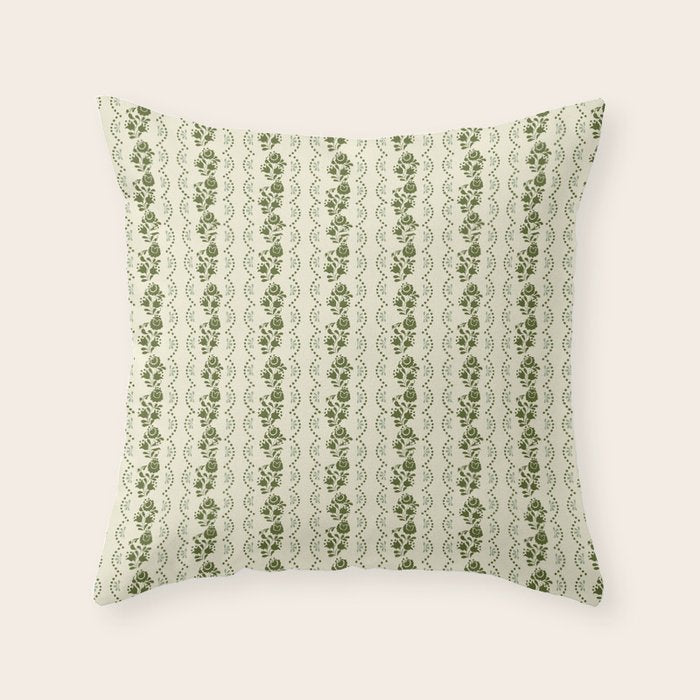 German Drapery Stripe - Green Throw Pillow Gallery Image 6