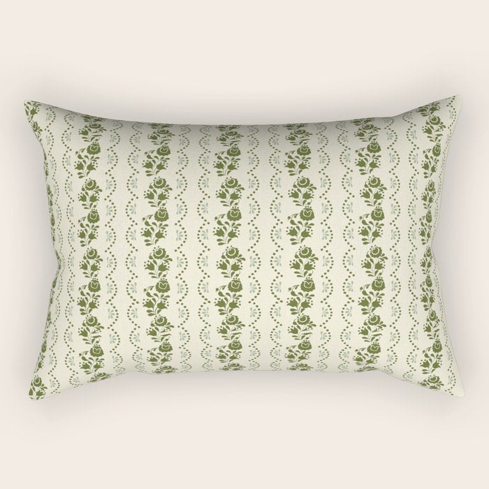 German Drapery Stripe - Green Rectangular Pillow Gallery Image 1