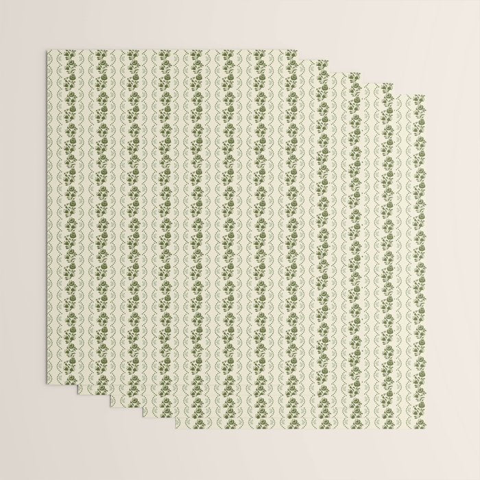 German Drapery Stripe - Green Wrapping Paper Gallery Image 3
