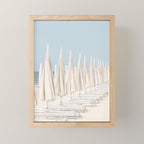 Minimalist Beach Photo Print | White Umbrellas | Coastal Summer Travel Photography Mini Art Print Gallery Image 1