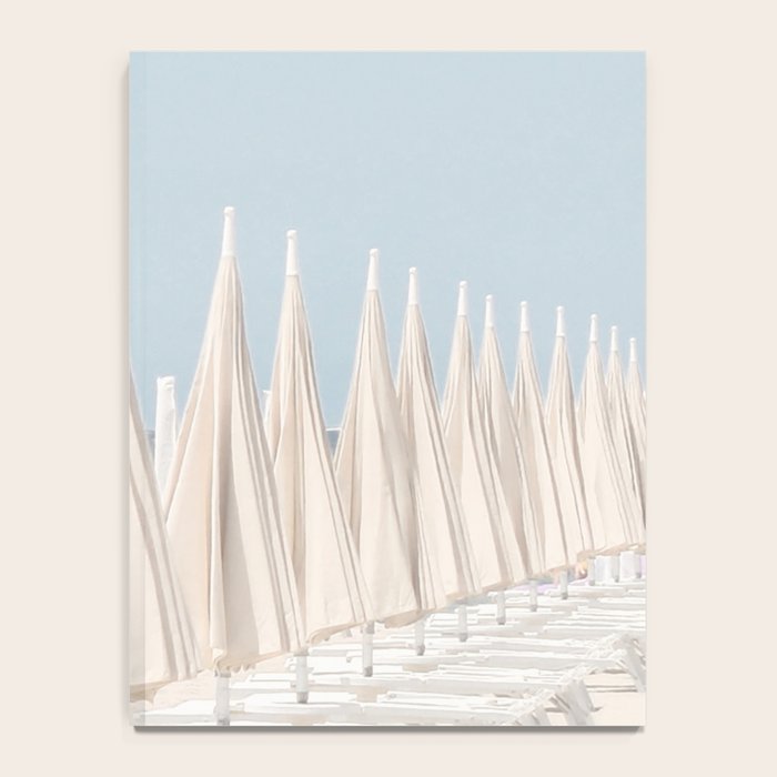 Minimalist Beach Photo Print | White Umbrellas | Coastal Summer Travel Photography Notebook Gallery Image 4